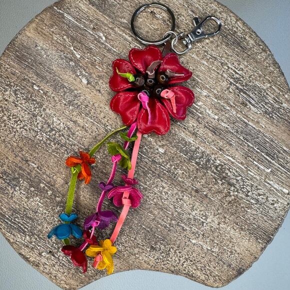 Leather Flower Purse Charm Genuine Leather Bag Charm NEW FAST SHIP - Picture 6 of 7